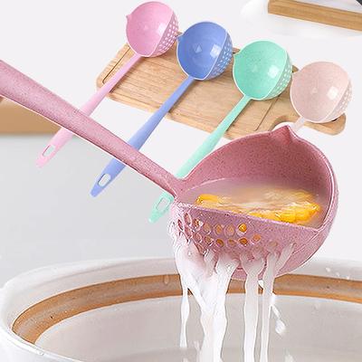 2 in 1 Haushalts-Suppenlöffel Weizenstroh Sieblöffel Entfernen Sie Lebensmittel leicht aus der Suppe Langer Griff mit Sieb Tischwerkzeuge