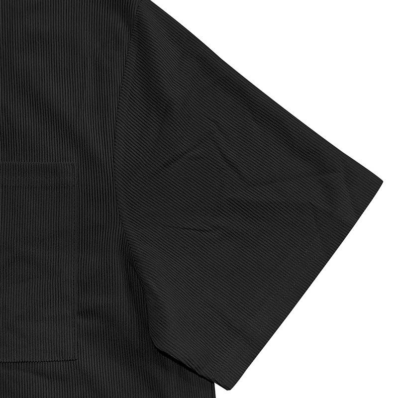 Herrkläder 2-delat set: Cardigan med slag och shorts - Enfärgad randig sommaroutfit