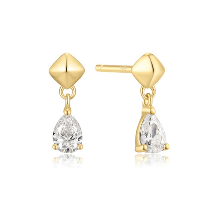 ANIA HAIE Gold Pyramid Drop Thread Stud 925 Silver Earrings E067-04G