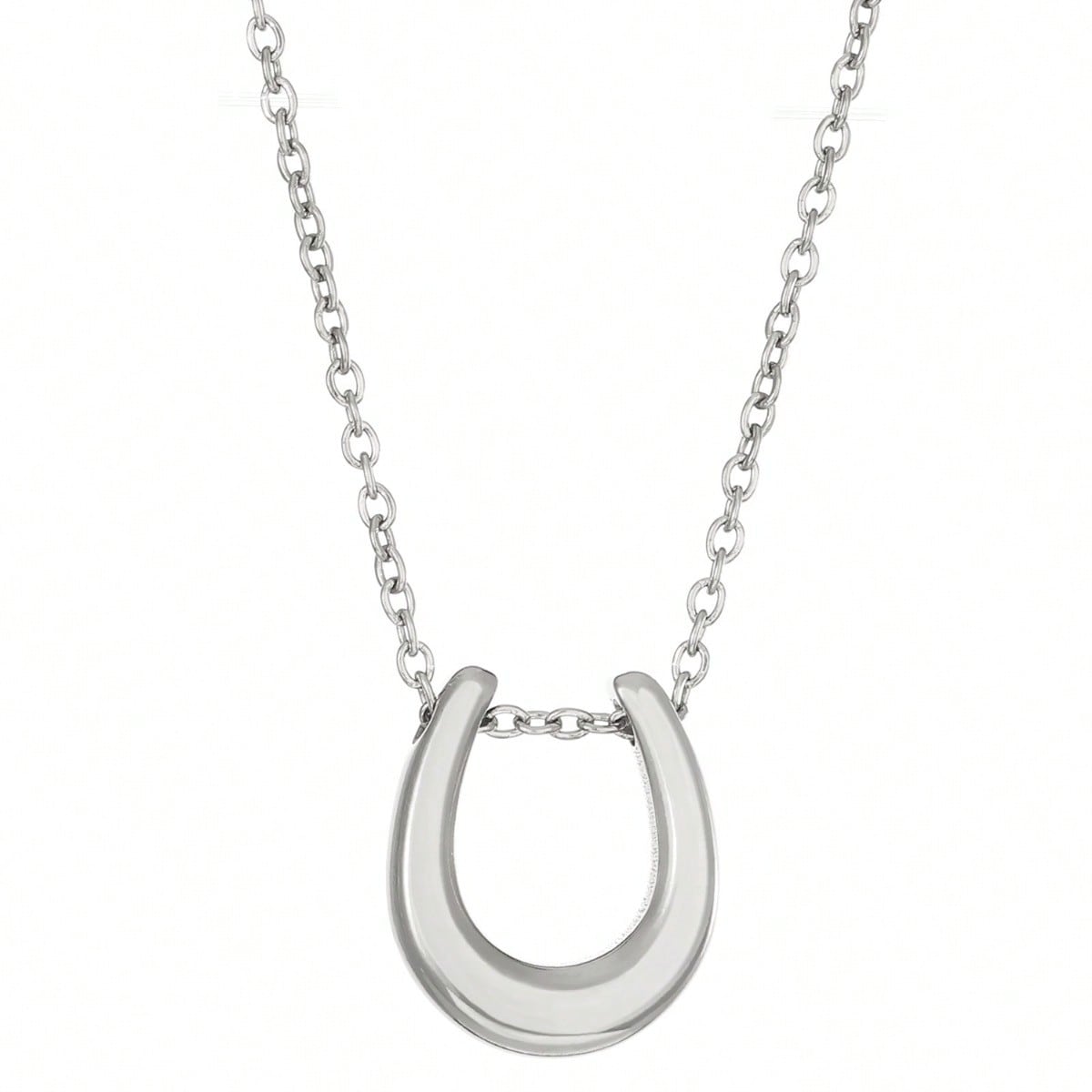 1pc Women s Horseshoe Shaped U-shaped Necklace with Simple Letter Collarbone Chain серебряный
