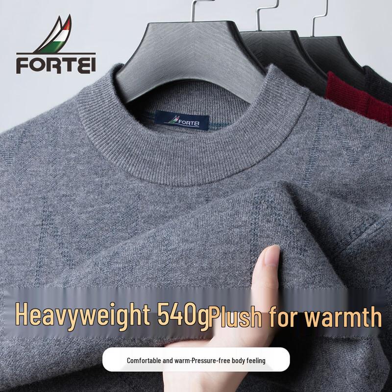 

Futing Men s 100% Merino Wool Heavyweight Round Neck Sweater L 50