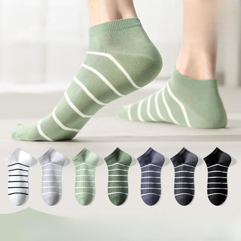 

Men s Summer Thin Leisure Stripe Cotton Deodorant Sweat Absorption Antibacterial Socks 1 pair білий