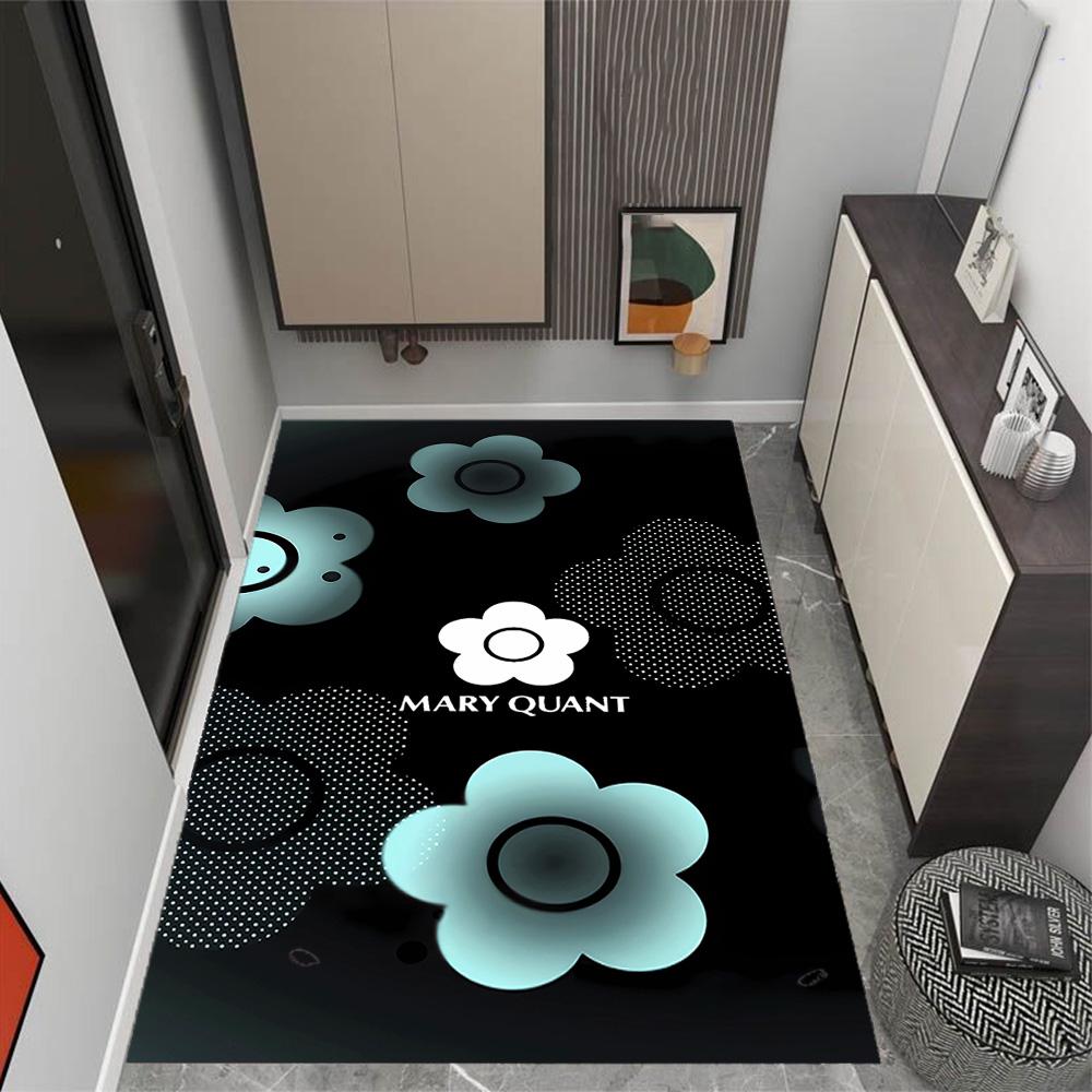 Mary Quant logo Themed Anti-Slip Rugs - Polyester Home Decor, Suitable for Bedrooms, Living Rooms, Doorways, Studios, and Decorations