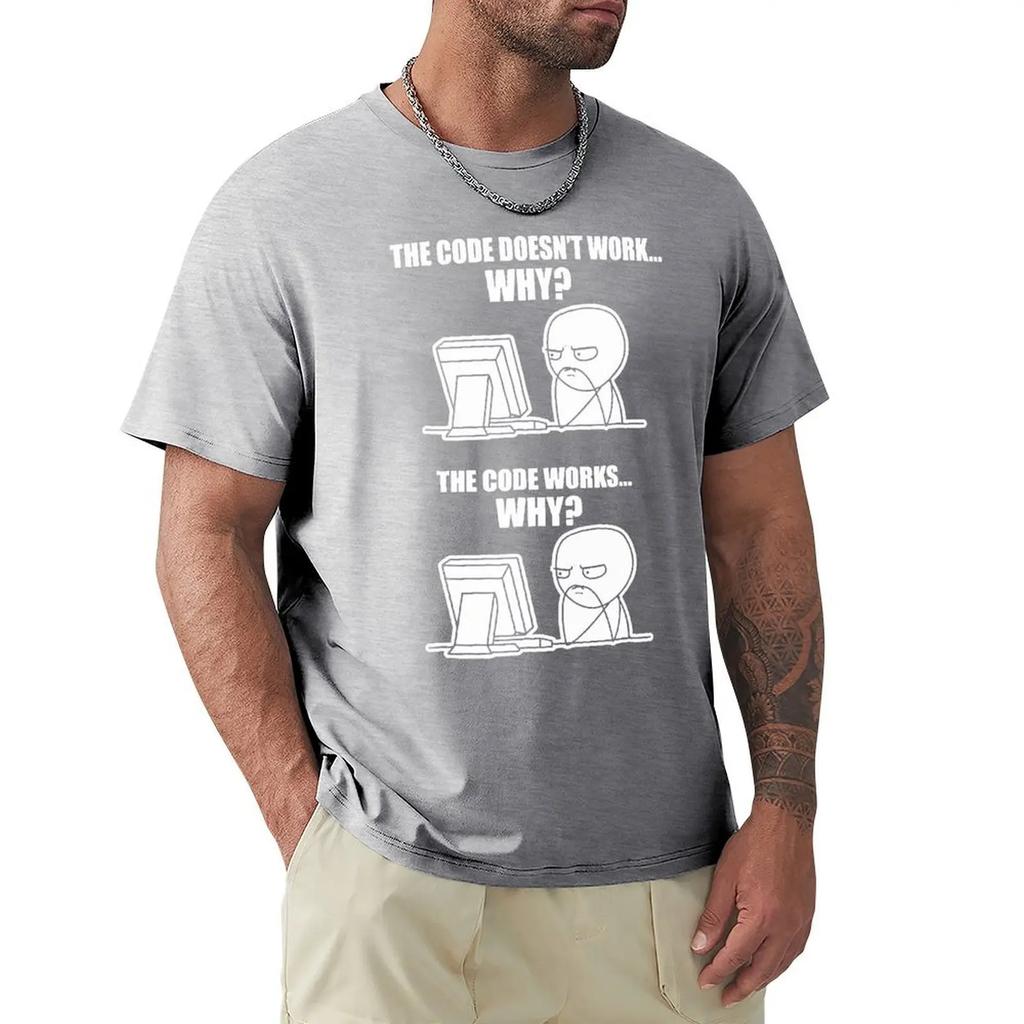 Creative Funny Programmer Code Works Why Meme Print T-Shirt Camiseta Hombre Linux Operating System Fashion Streetwear For Gift