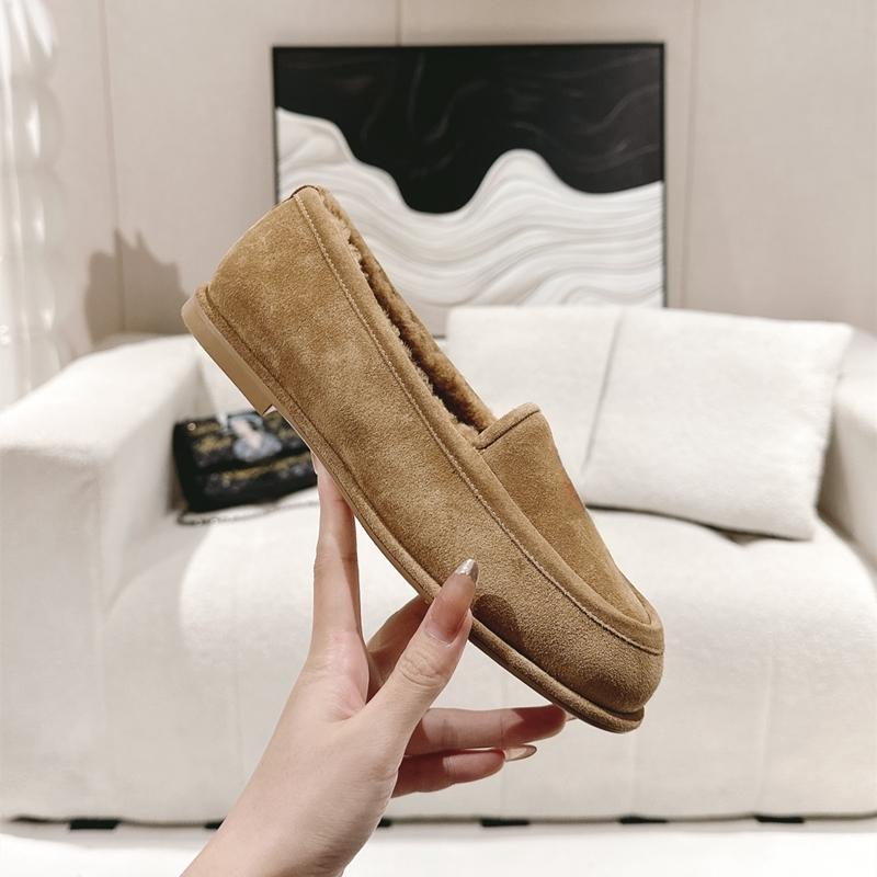 Buty zimowe Damskie Nowa Wełna Jednoczęściowe Damskie Mokasyny Niski Obcas Modne Casualowe Wsuwane Ciepłe Buty Damskie