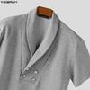 INCERUN Mens Lapel Neck Short Sleeve Casual Loose T-shirts Tops
