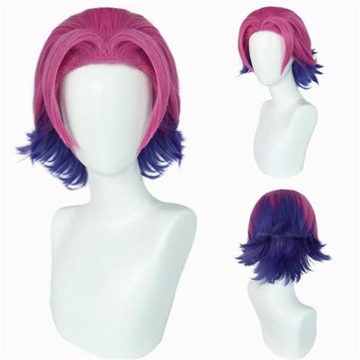 Shieda Kayn Peruka Cosplay LOL Heartsteel Shieda Kayn 30cm Czerwony Mieszany Fioletowy Odporne na Ciepło Włosy Syntetyczne Peruki Gra Anime + Czepek pod Perukę