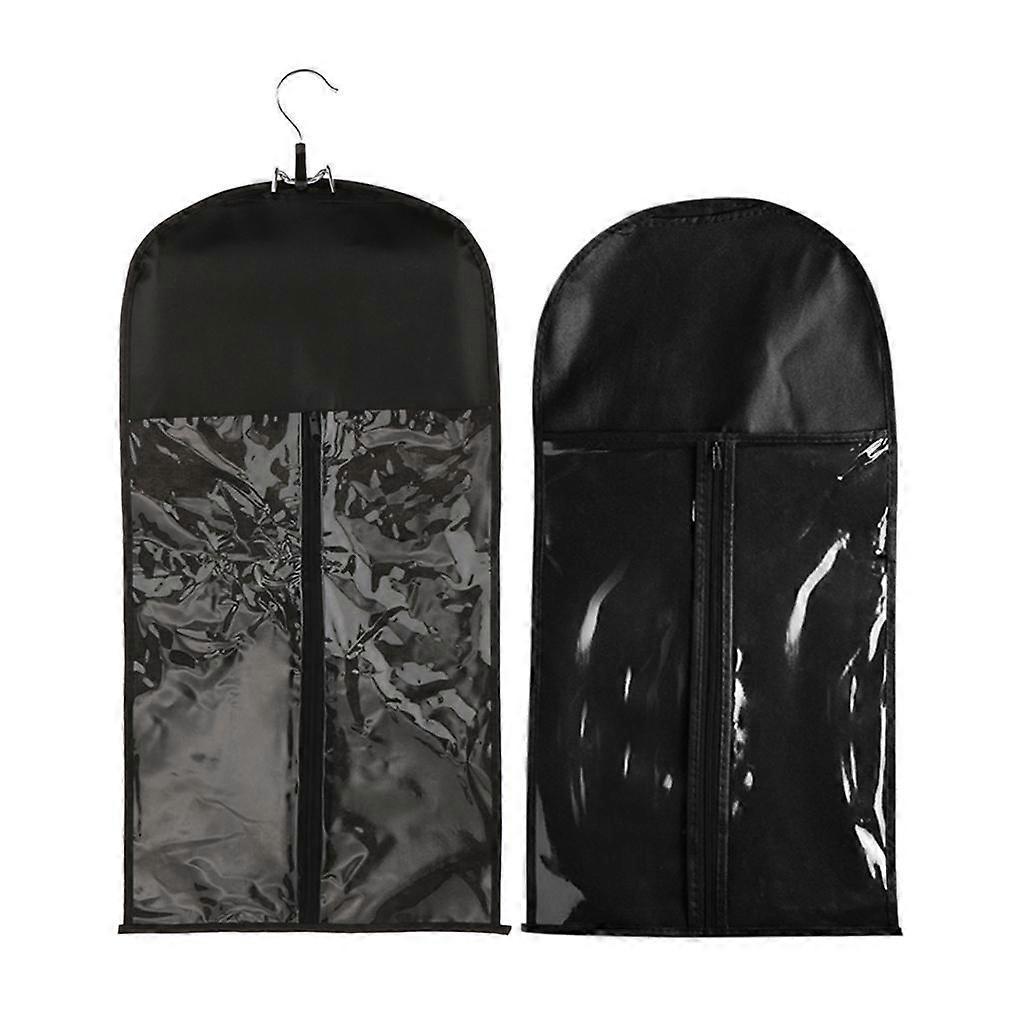 2 Pieces CLEAR WINDOW Black Hair Extension Wig Stand Storage Bag Holder Case Protector + 1PCS DRYING HANGER