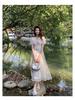 Elegant French Floral Print Summer Dress - V-neck Puff Sleeve High Waist, Sweet or Cool Style