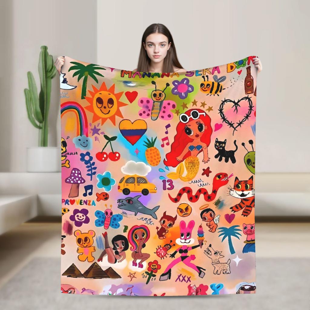 Manana Sera Bonito Karol G Blanket Quality Warm Soft  Throw Blanket Winter Travel Office Couch Chair Novelty Bedspread