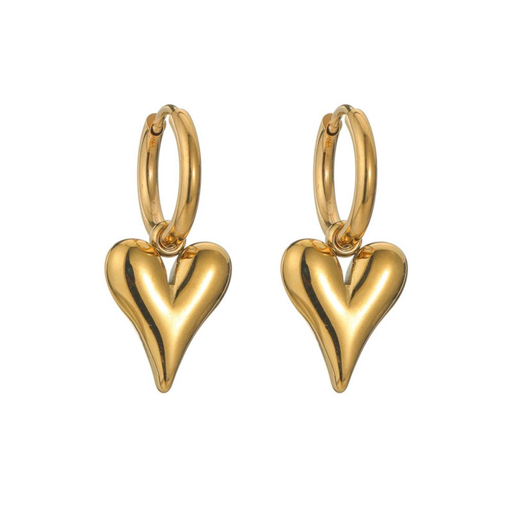 

Punk Heart Shape Pendant Circle Hoop Earrings Female Gold Color Stainless Steel Earrings for Women Fashion Jewelry Gift 2025