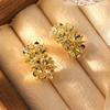 Court Style Retro Gold Flower C-Shaped Earrings Women'S Light Luxury Fashion High-End Earrings Niche Imitation Silver Needle Earrings