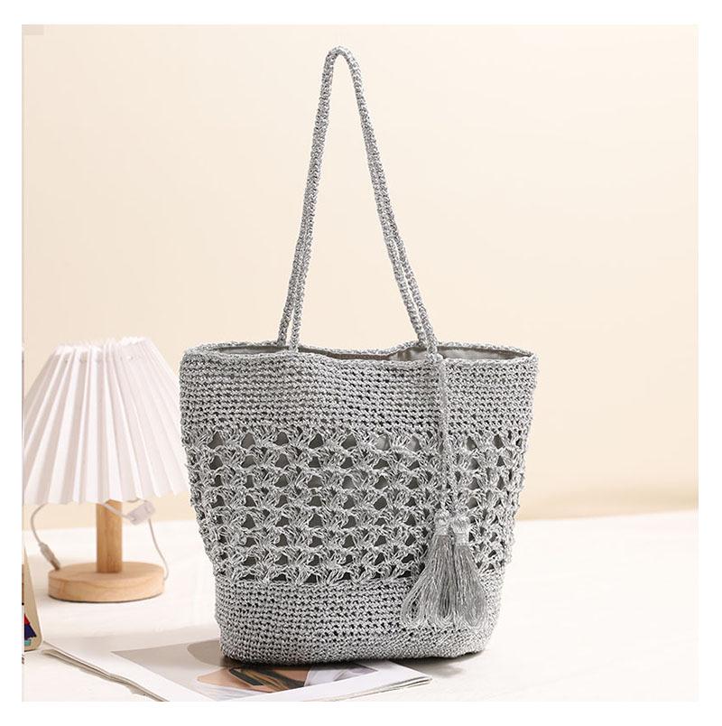 Trendy Large Capacity Woven Straw Bag with Tassels - Women's Versatile Beach & Casual Shoulder Bag