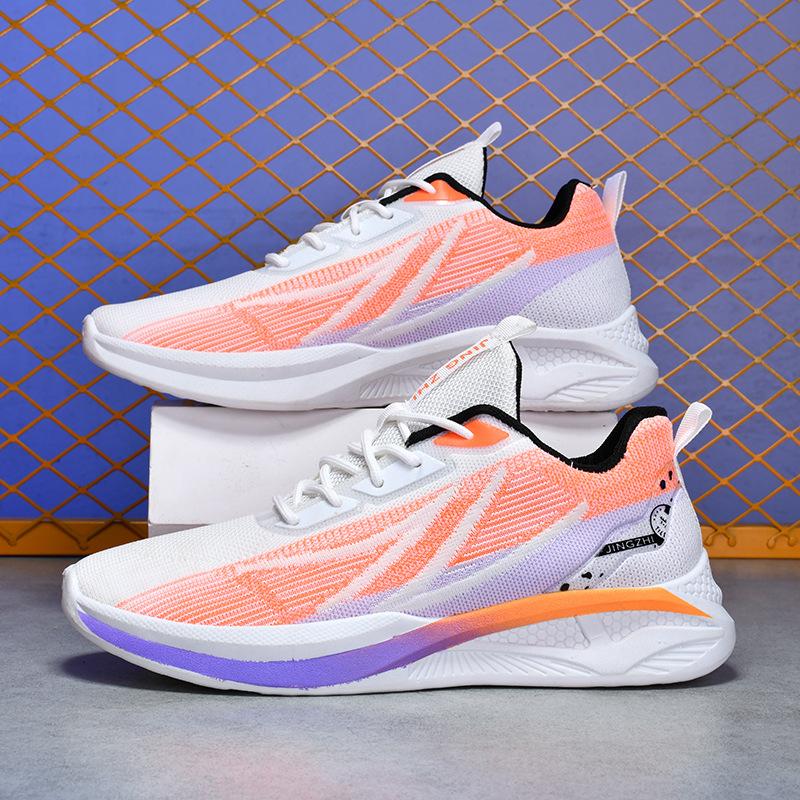 

Men s spring and autumn flying knitting casual shoes breathable sports shoes basketball shoes students foreign trade running men s shoes breathable an 45 оранжевый