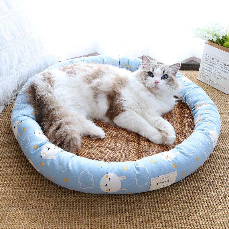Summer Pet Nest  Cat Cooling Mat  Dog Nest Round Nest  Cooling Straw Mat  Cool Feeling Cat Cooling Mat  Cold Feeling Mat Rattan Mat