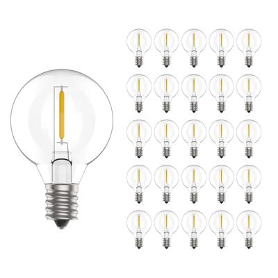 20 Pack G40 E12 LED Bulb 1W Warm White Globe Light 5V 24V 110V 220V Dimmable LED for Waterproof String Lights Garden Decoration