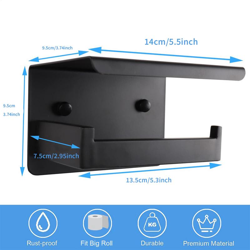 Toilet Paper Holder Stainless Steel Wall Mounted Toilet Roll Storage Holder with Shelf Bathroom Accessories No Drill for cups