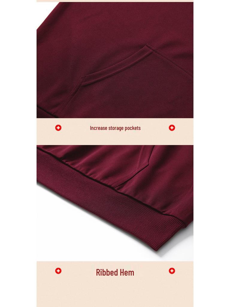 Men's Plus Size Red Hoodie 2026 New Year Sport Casual Long Sleeve Top