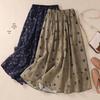 Damen A-Linien Rock mit Blumenmuster: Elastischer Bund, Schlankmachend, mit Taschen
