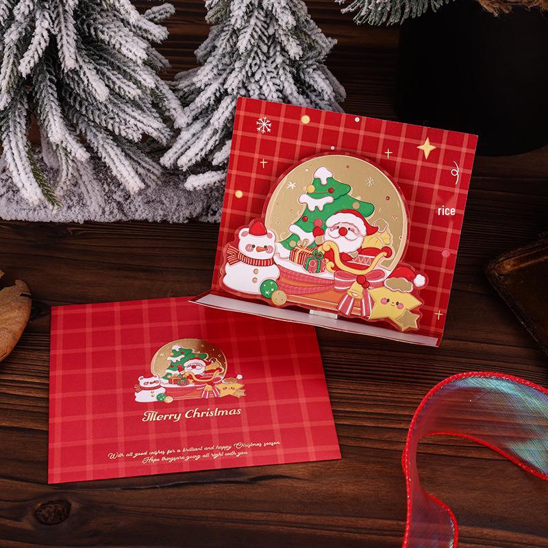 3D Creative Christmas Greeting Card Set with Hot Stamped Envelope