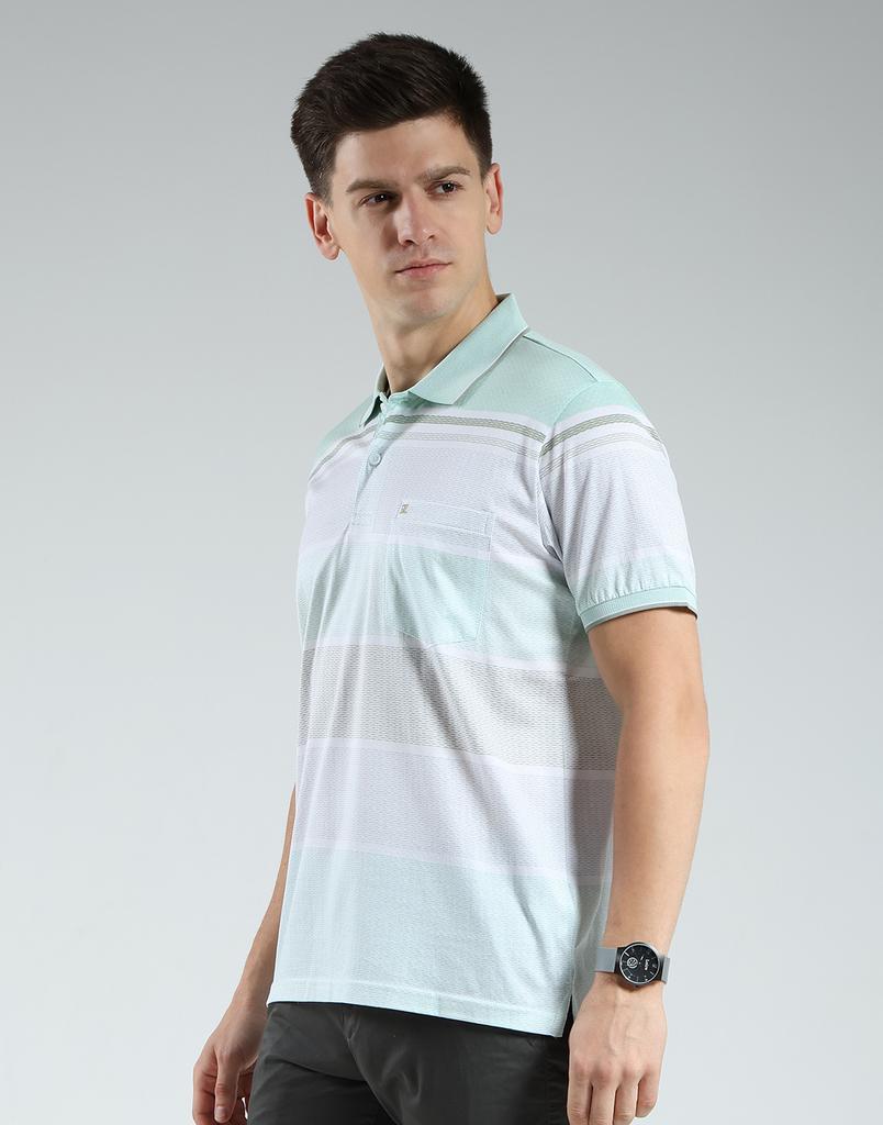 Luxuria Men's Striped Collar Neck T-Shirt