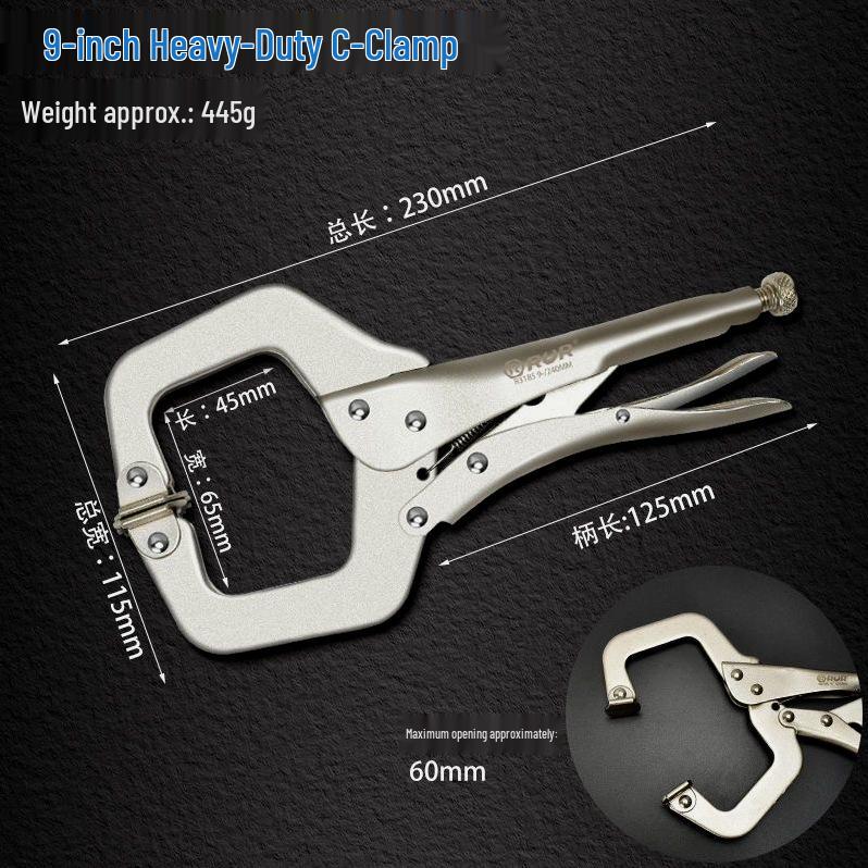 German Industrial High-Leverage Pliers & Heavy-Duty C-Clamp for Wood