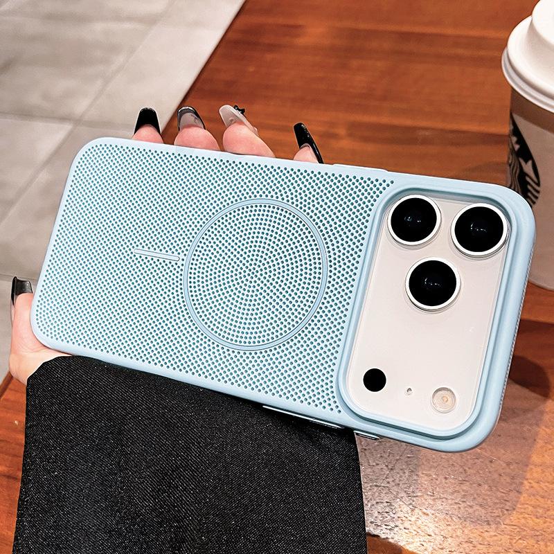 Applicable to Apple 17ProMax mobile phone case, breathable heat dissipation, thin ring magnetic suction iPhone17 ultra-thin anti-drop protective case