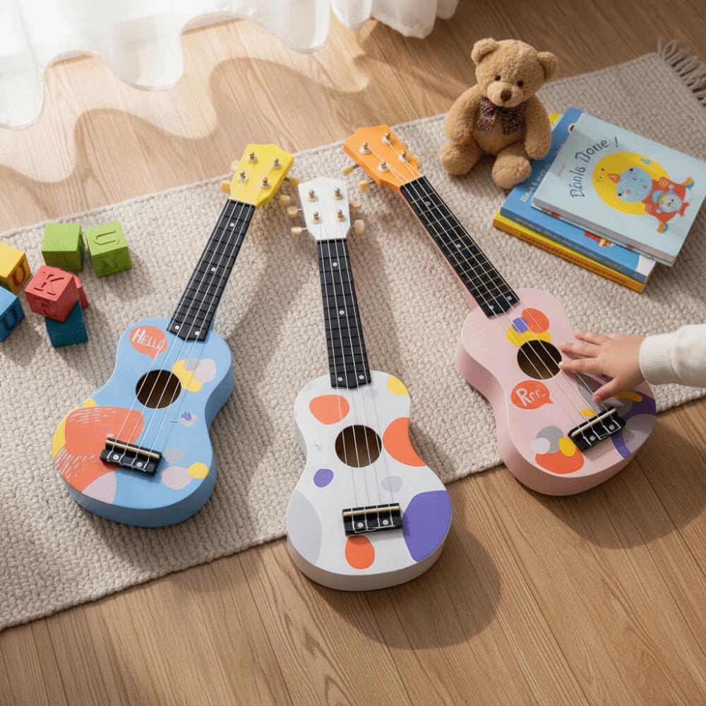 Full Wooden Barrel Body Mini Guitarra 4 Strings Beginner Ukulele Kids Ukulele  Musical Awakening