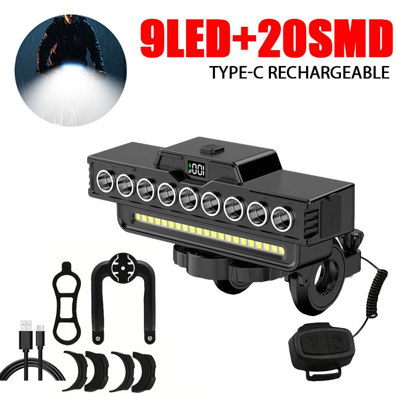 Bright 20Led Bicycle Light Solar Bicycle Front Light with Horn Rechargeable Solar Power MTB Flashlight Waterproof Bike Headlamp