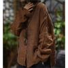 Women Vintage Turtleneck Linen Shirts Solid Color Long Sleeve Button Tops Autumn Button Casual Women Shirts