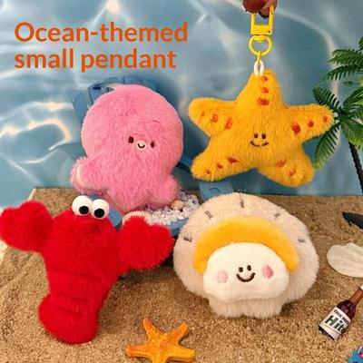 Cute Creative Marine Animal Plush Keychain Cartoon Fun Octopus Starfish Pendant Backpack Decoration Pendant Plush Doll Gift