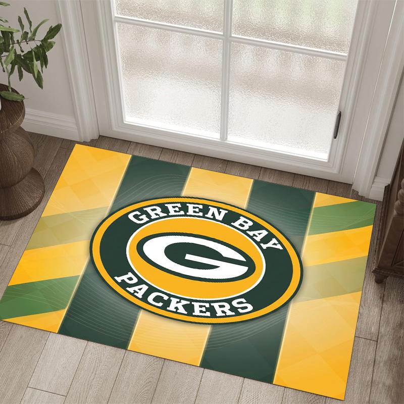 Green Bay Packers Design Crystal Velvet Carpet Cozy Non?Slip Printed Rug For Bedroom Living Room Entrance