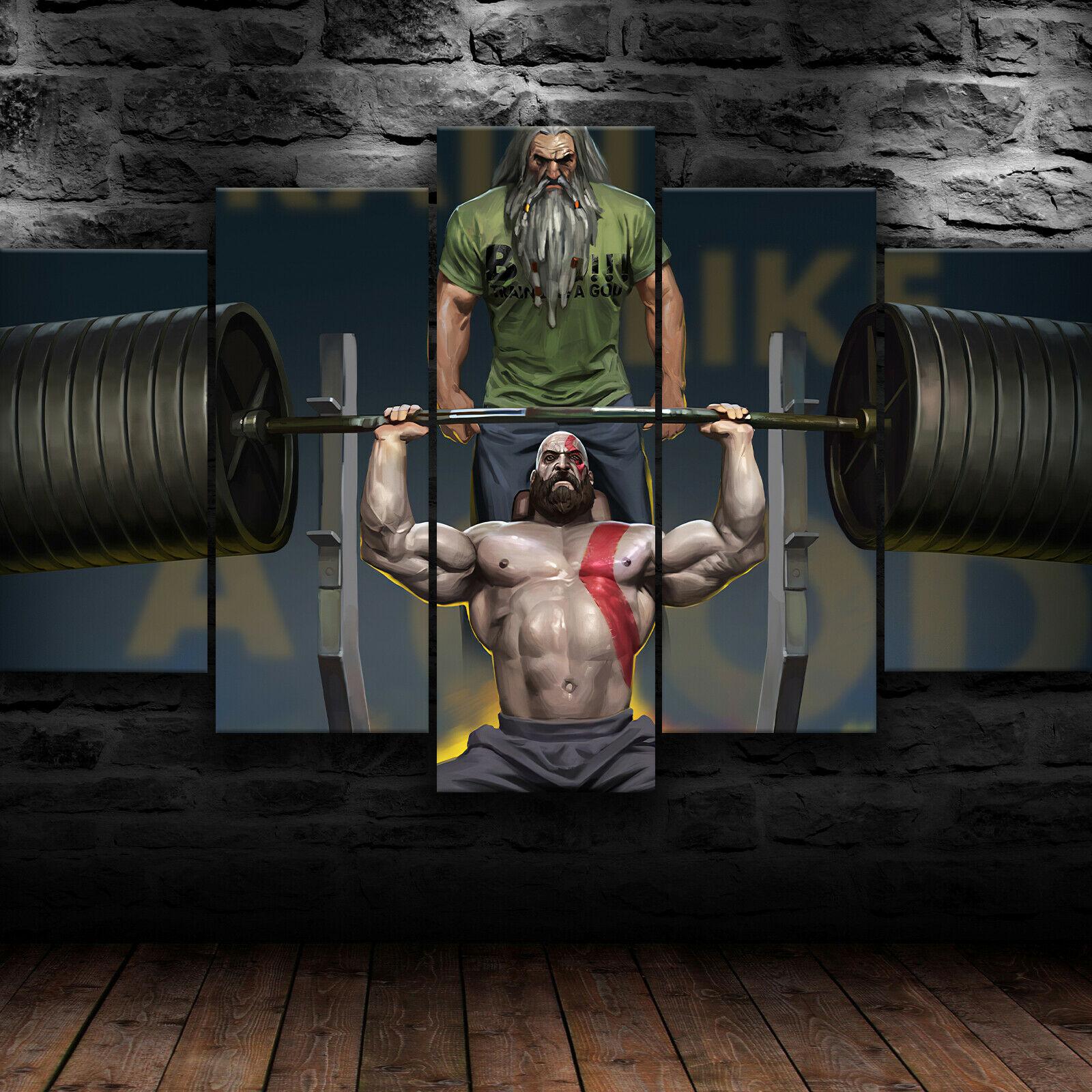 

No Framed Canvas 5Pcs Kratos Weight Lifting Funny GYM Wall Art Posters Pictures Home Decor Paintings Decorations 20x35 20x45 20x55cm
