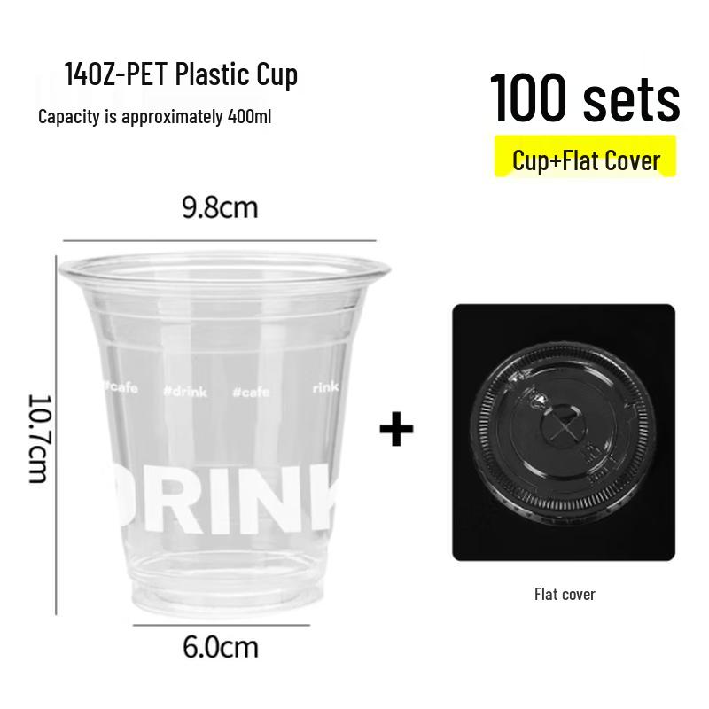 Mubaisen Plastic Cold Drink Cups with Flat Lids