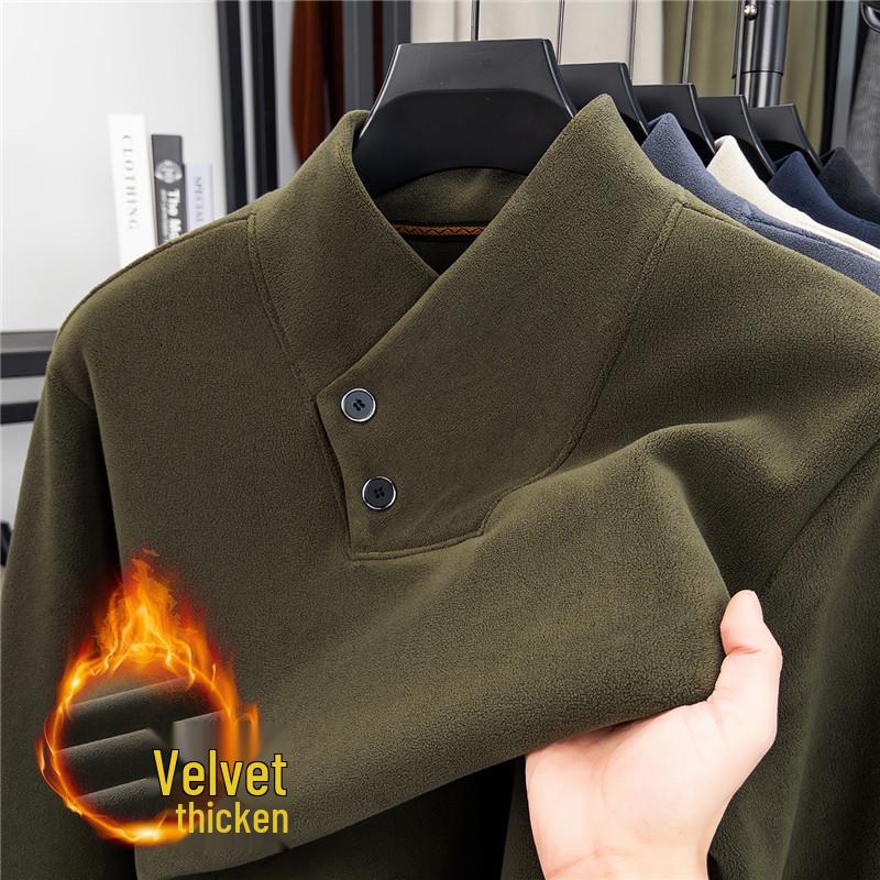 Oli Men's Velvet Scarf Collar Sweatshirt - Stylish, Warm, Thick Base Layer for Autumn/Winter