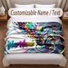 Music DJ Theme Soft Blanket Personalized Custom Name Text Print Warm Blanket Home Sofa Bedroom Decor