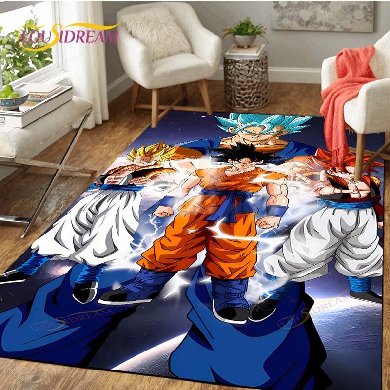 Alfombra antideslizante con dibujos de Dragon Ball Goku para suelo, alfombra cuadrada de calidad para habitación, suelo de baño y cocina extraíble, alfombra impermeable