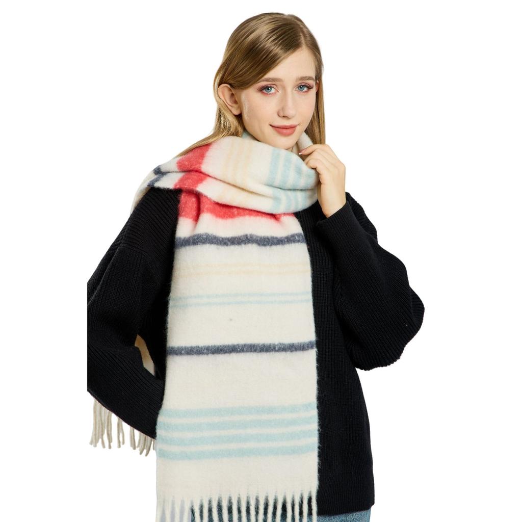 Knitted wool scarf women's autumn and winter mohair thickened winter warm scarf versatile shawl red