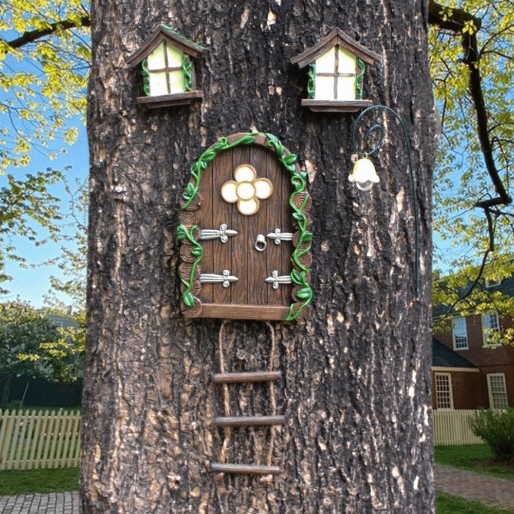 Resin Mini Fairy Tale Door Mini Size Patio Tree Decoration New Garden Pendant  Outdoor Decor