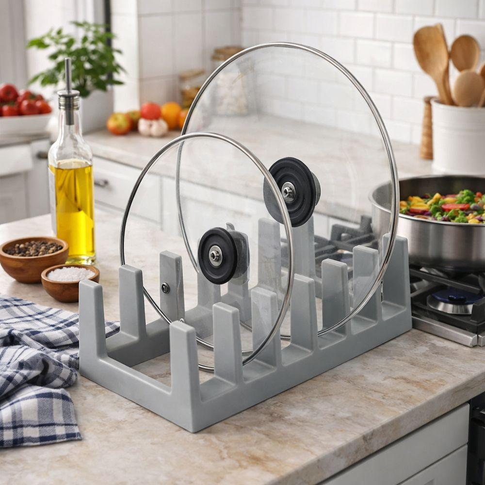 Draining Dish Storage Rack Space-Saving Spoon Holder Kitchen Organizer Pot Lid Holder  Kitchen Use