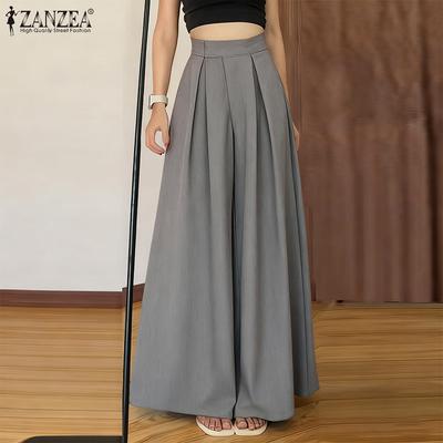 Dámské ležérní jednobarevné volné široké kalhoty