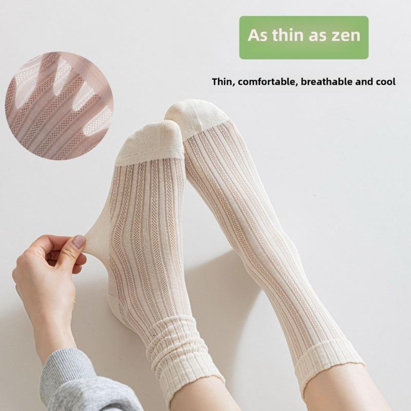 5 Paar Damen Frühling Sommer Dünne Netz Atmungsaktive Nahtlose Kniestrümpfe