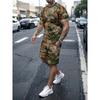 New Summer Men's Set Men's Street King T-Shirt Two-Piece Set Casual Wear Loose-Fit Crew Neck Beach Sports Set