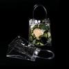 10pcs Clear Plastic Gift Bags with Handle Clear Goodie Bag for Christmas Wedding Birthday Baby Shower Party Favors Gift Tote Bag