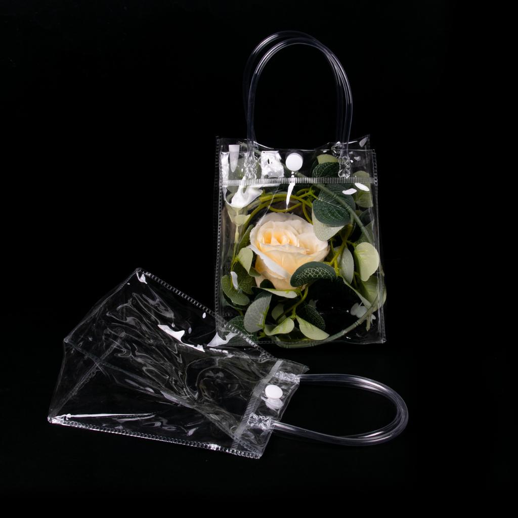 10pcs Clear Plastic Gift Bags with Handle Clear Goodie Bag for Christmas Wedding Birthday Baby Shower Party Favors Gift Tote Bag
