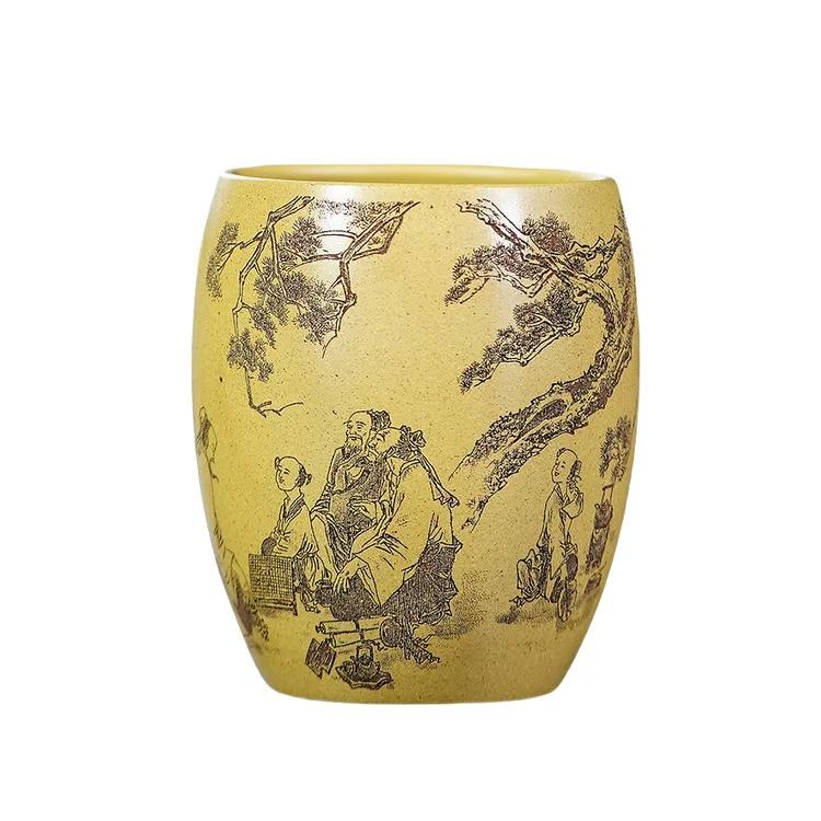 

170ml Yixing Zisha Pine Refined Pleasure Teacup Aesthetic Tea Bowl Tea Pair Tea-tasting Smelling Cup Jianzhan Master Cups Gift