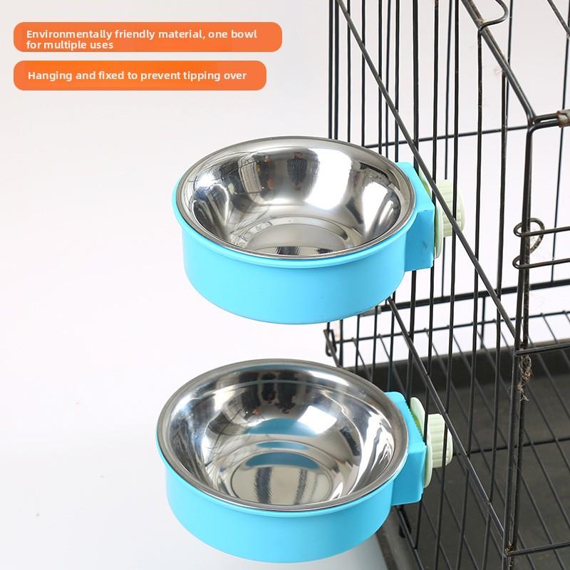 Pet Bowl Feeder, Dog Cage Hanging Fixed Cat Bowl, Dog Bowl, Pet Stainless Steel Dog Bowl