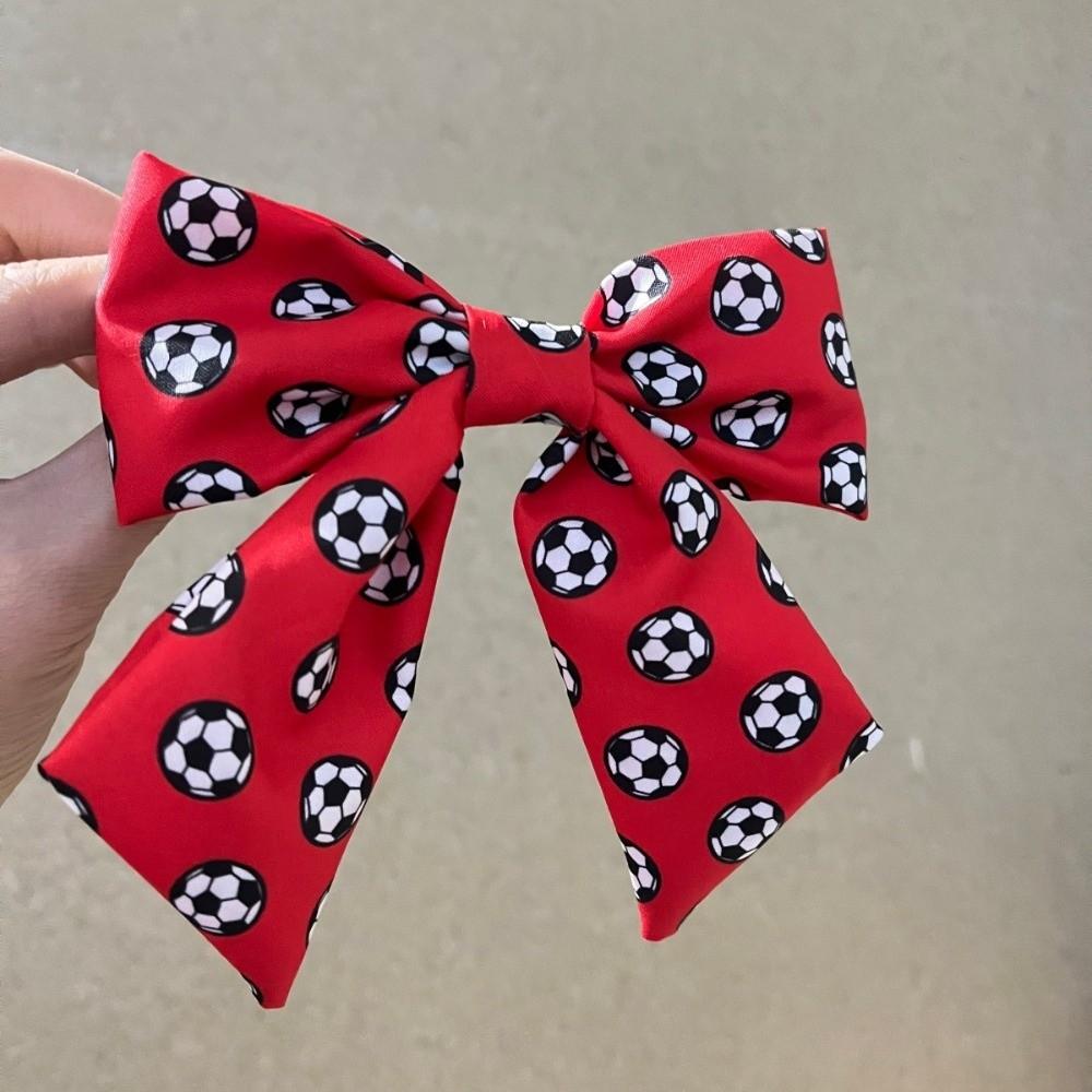 Colorful Football Pattern Bow Hair Clip Elastic Cute Fabric Ribbon Hair Rope Fashion Soft Fashion Hair Accessories Sports Events