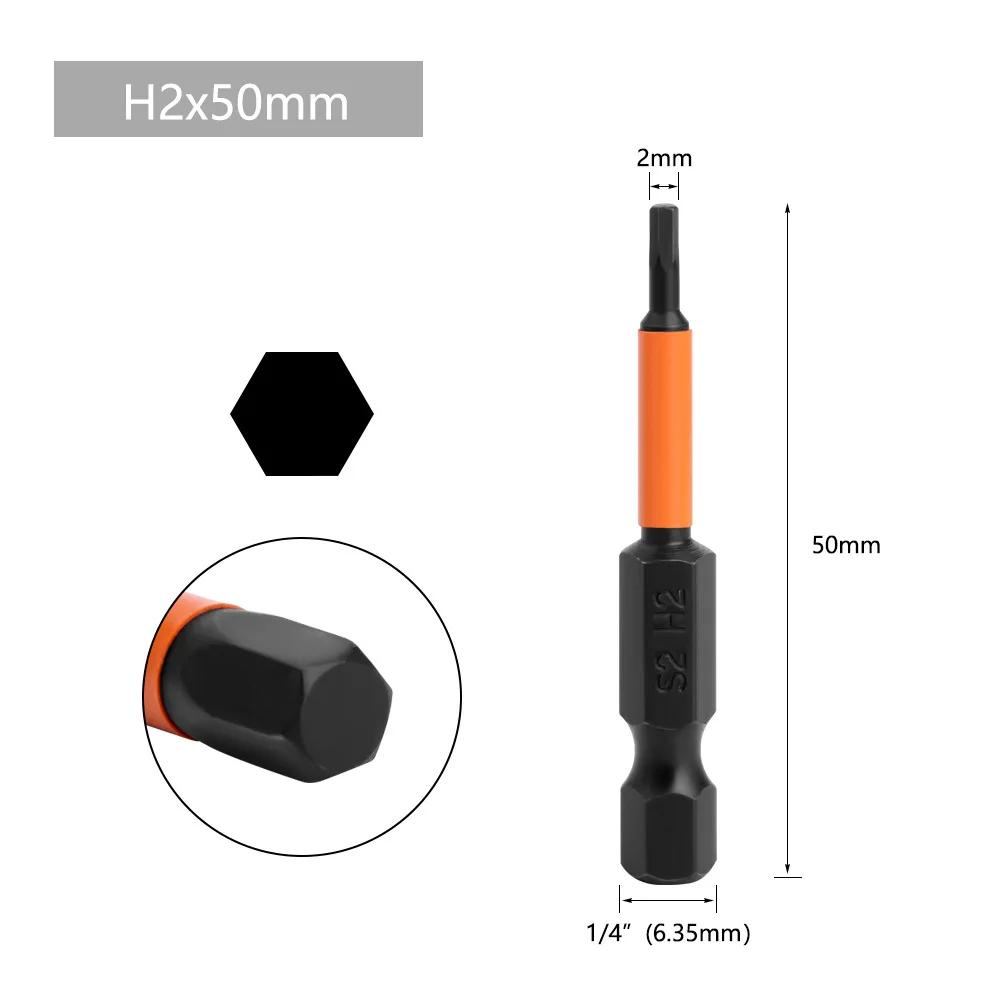 1pc 50/100mm Hex Head Wrench Drill Bit 1/4" Shank Quick Release Magnetic Screwdriver Bit H1.5 H2.5 H3.0 H4.0 H5.0 H6.0