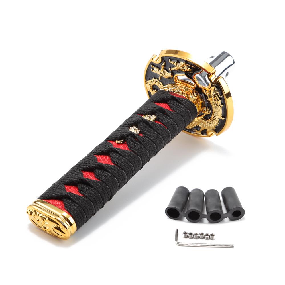 Samurai Sword Automatic Leather Shift Knob Universal For Lock/Button Transmission Cool Katana Gear Shifter Lever 150MM